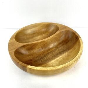 Olive and Thyme 2 Compartment Acacia Wood Serving Bowl